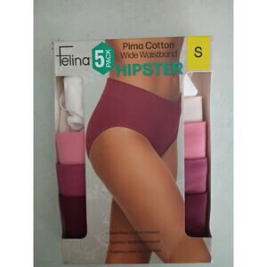 Felina Women's 5-Pack Pima Cotton Wide Waistband Hipster, Multicolor, Size S